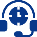 Logo with a blue circle and white lines